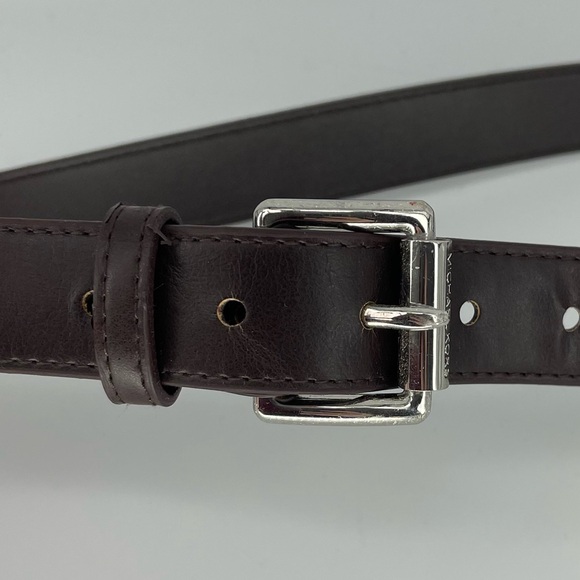 Michael Kors Dark Brown Faux Leather Belt, Silver Hardware, Waist 34”-38” - Picture 2 of 5